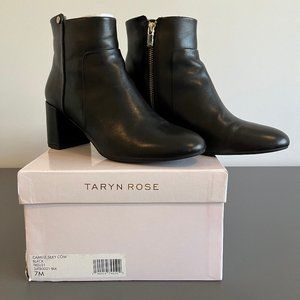 TARYN ROSE Women's "Camille Silky Cow" Black Ankle Boots, Sz 7M
